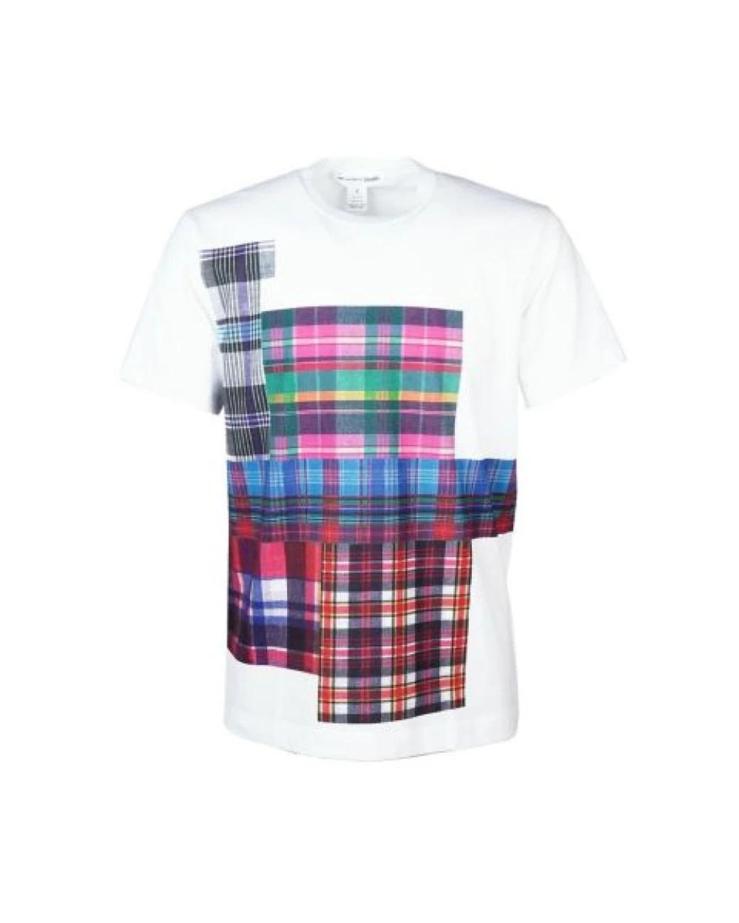 Comme des Garçons Tops ,Wit ,Katoen Wit Crew Neck Patchwork T-Shirt in het White