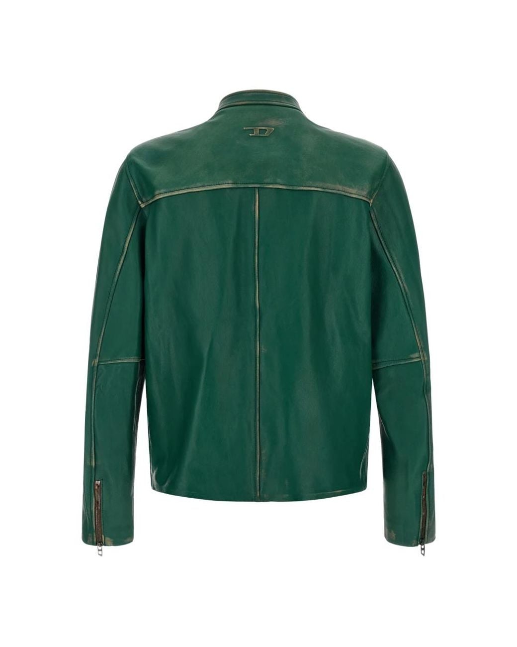 DIESEL Green Leather Jackets for men