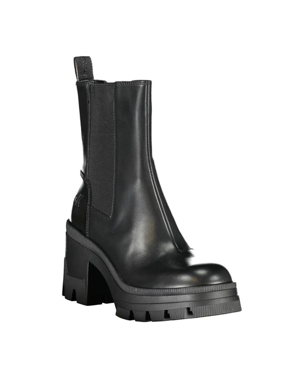 Calvin Klein Black Elegant Heeled Boot With Chic Print Detail