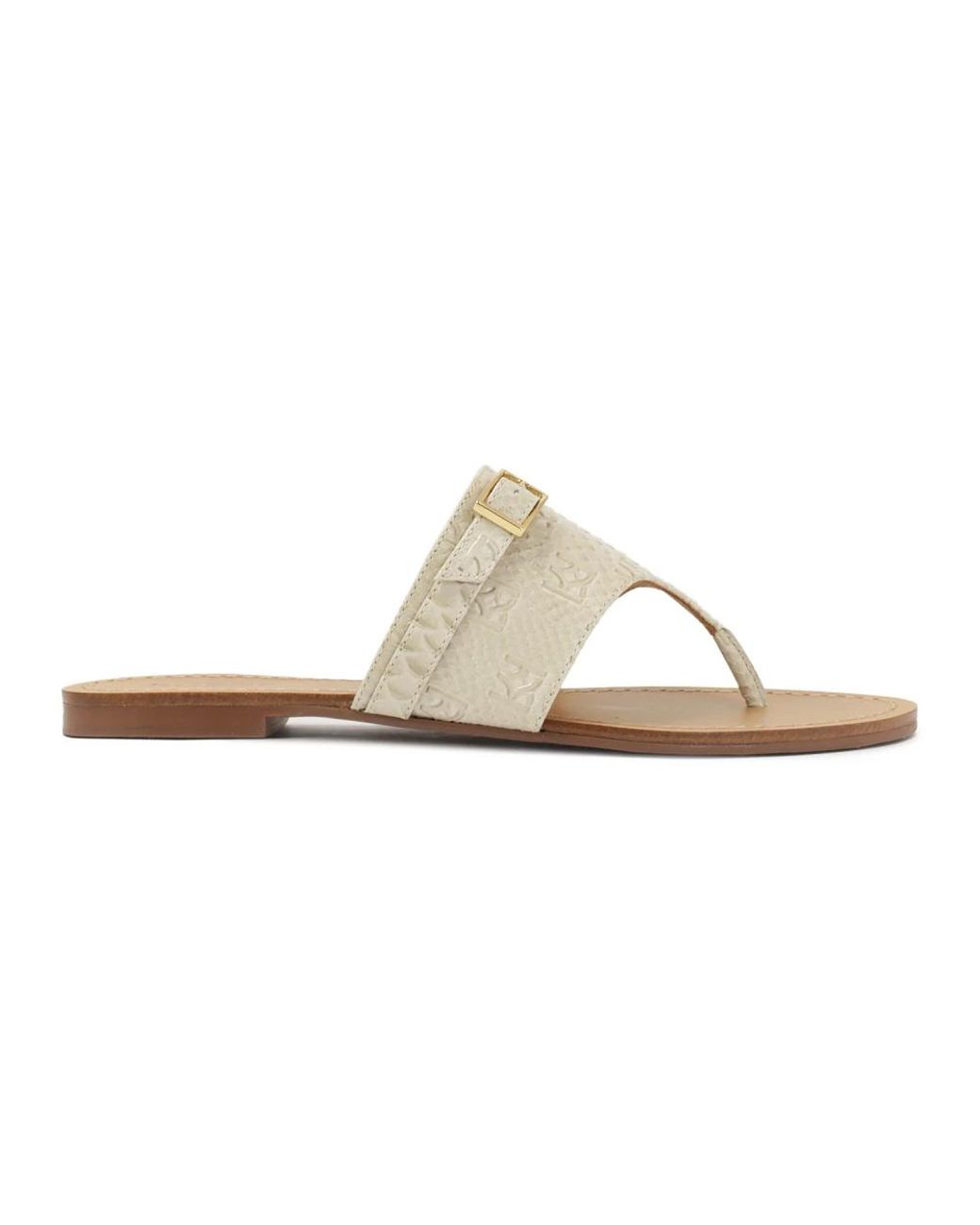 Kazar Schoenen ,Wit ,Reliëflederen Platte Flipflops in het White