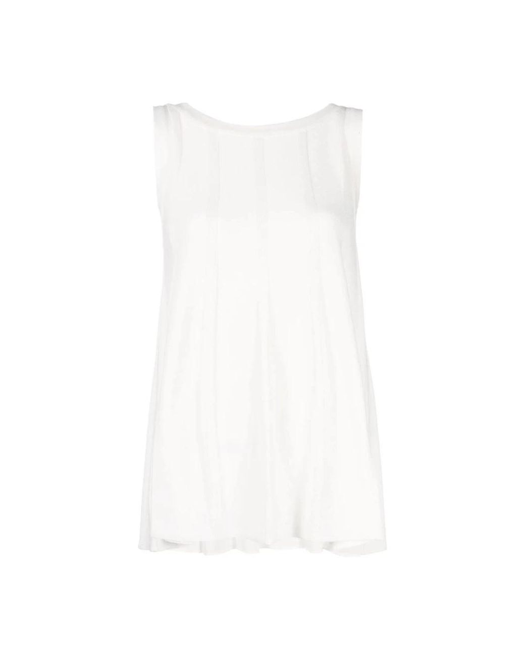 Malo Witte Flared Ribs Casual Blouse in het White