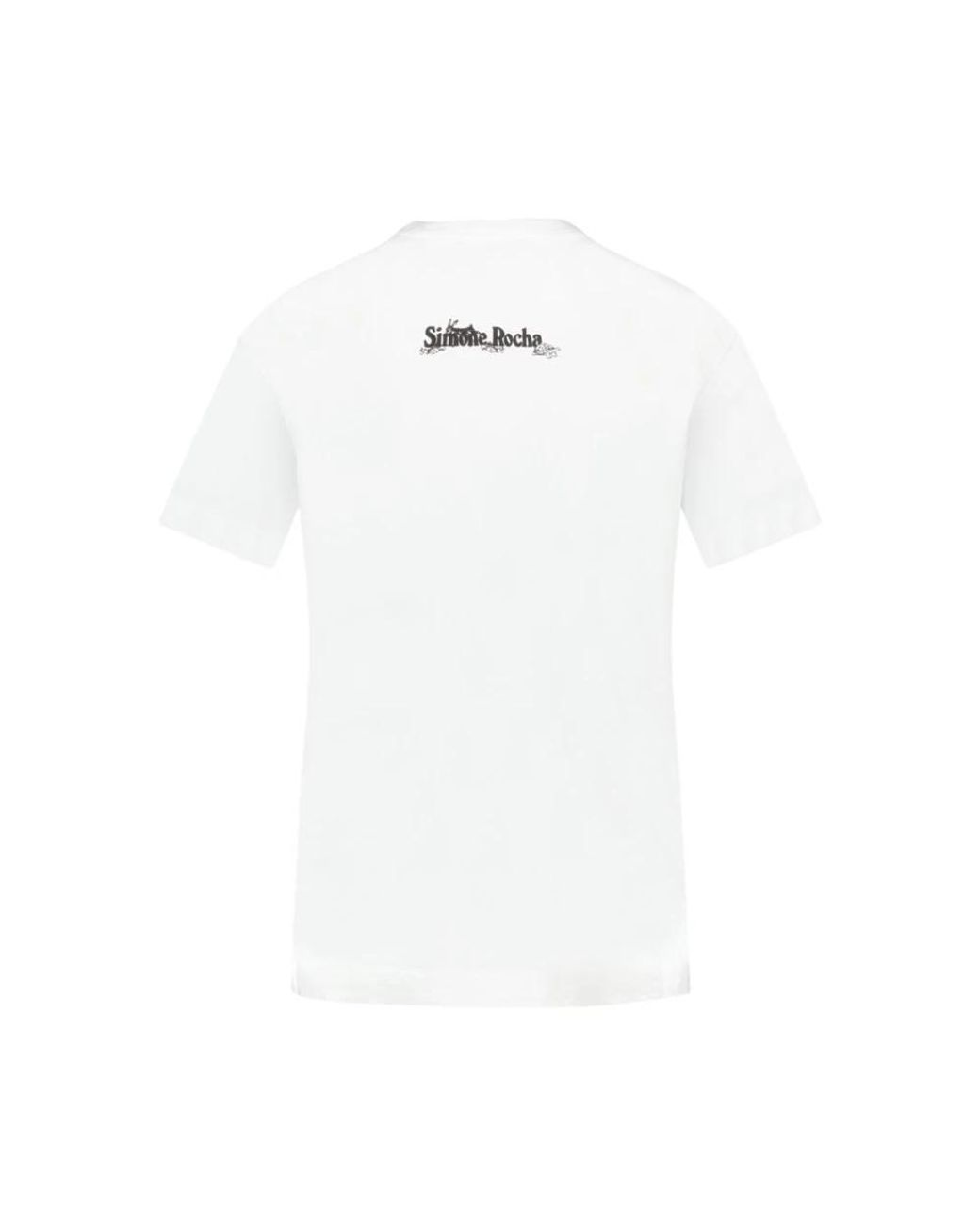 Simone Rocha Tops ,Wit ,Katoen Wit Katoen Haas Illustratie T-Shirt in het White