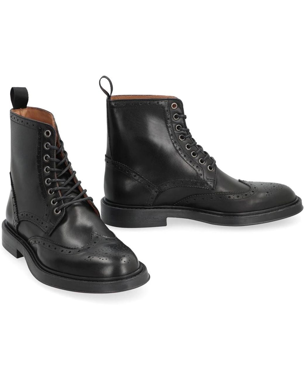 Bruno Magli Black Lace-Up Boots for men