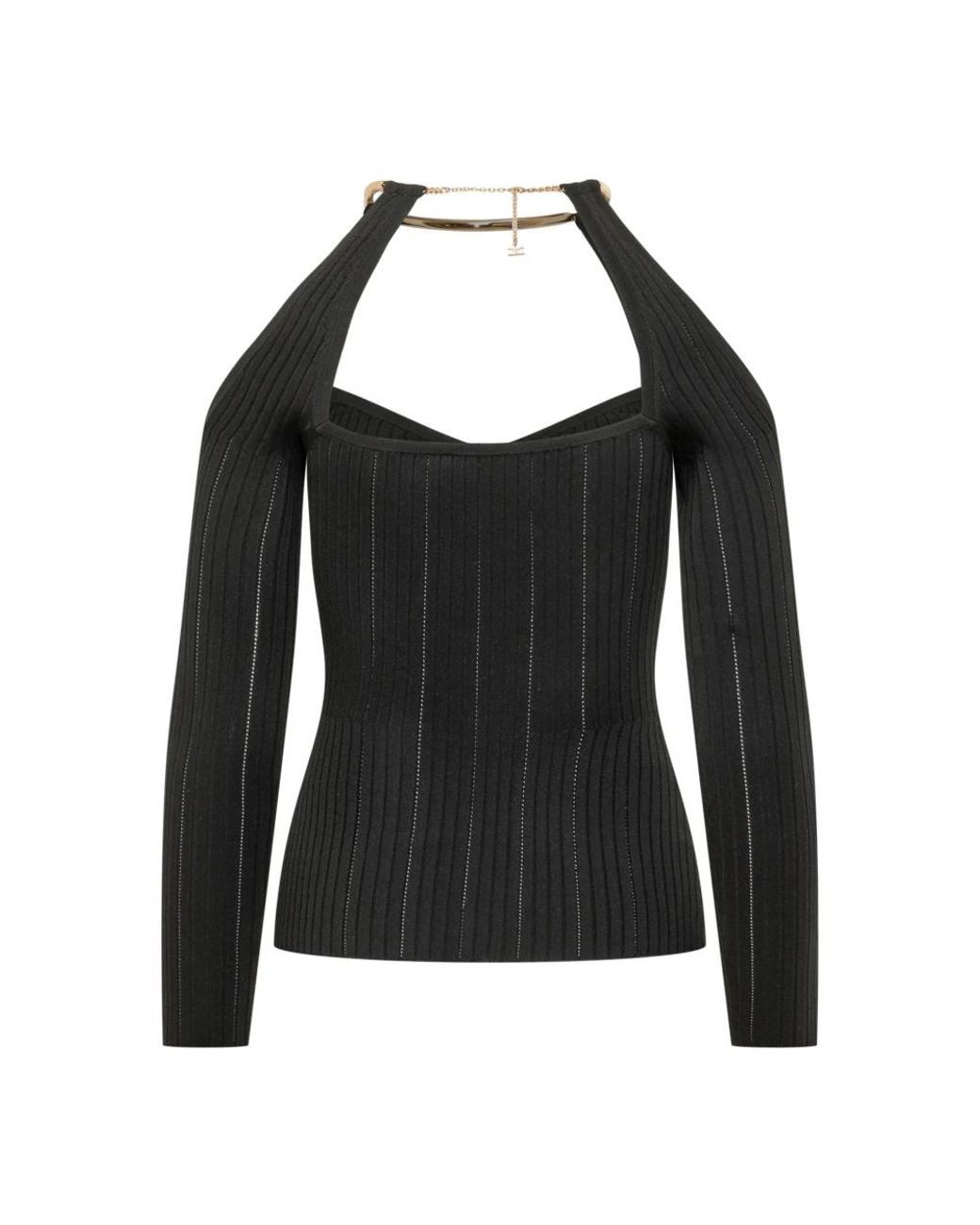 Elisabetta Franchi Black Long Sleeve T-Shirts