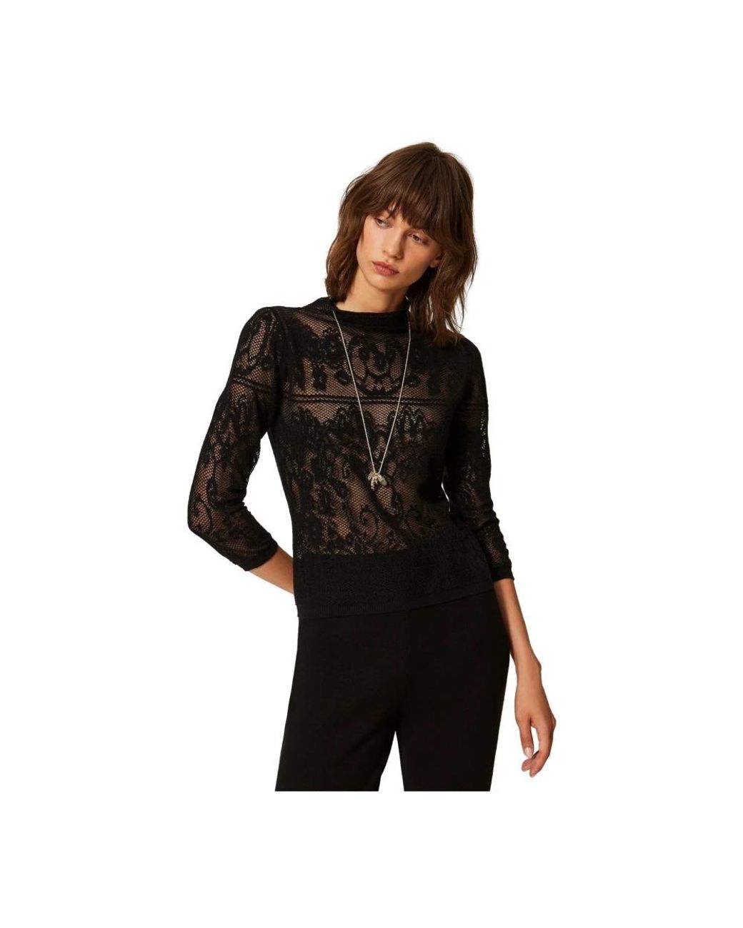 Twinset Black Long Sleeve T-Shirts