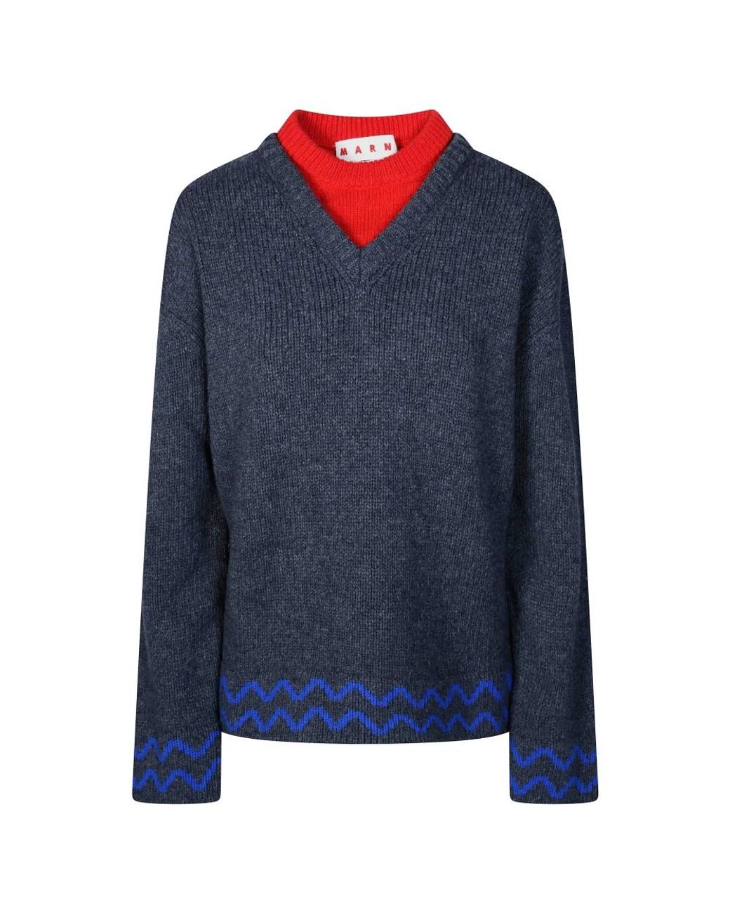 Marni V-Neck Truien in het Blue