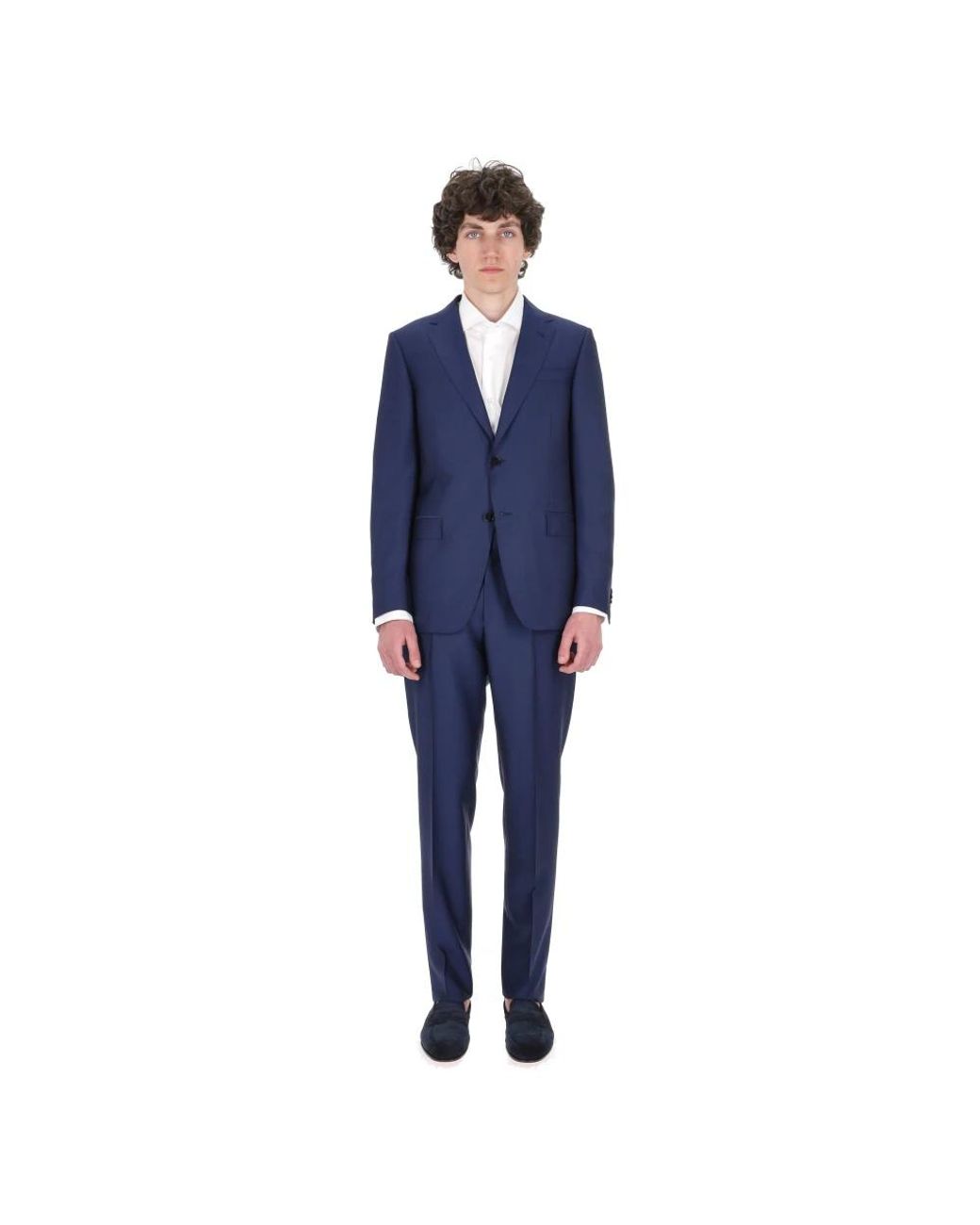 Zegna Blue Single Breasted Suits for men