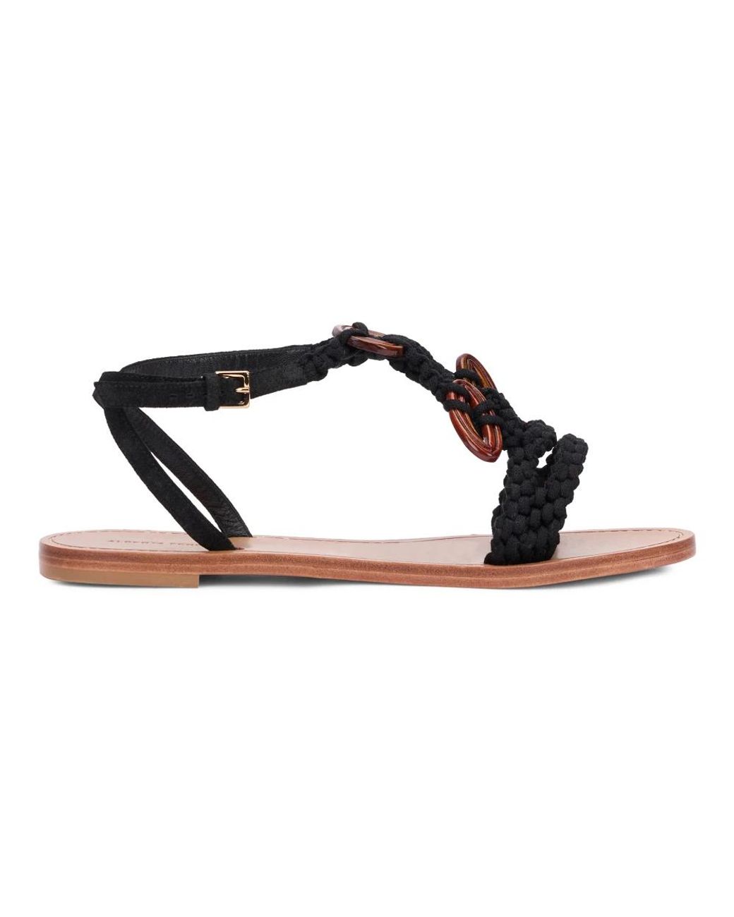 Alberta Ferretti Black Flat Sandals