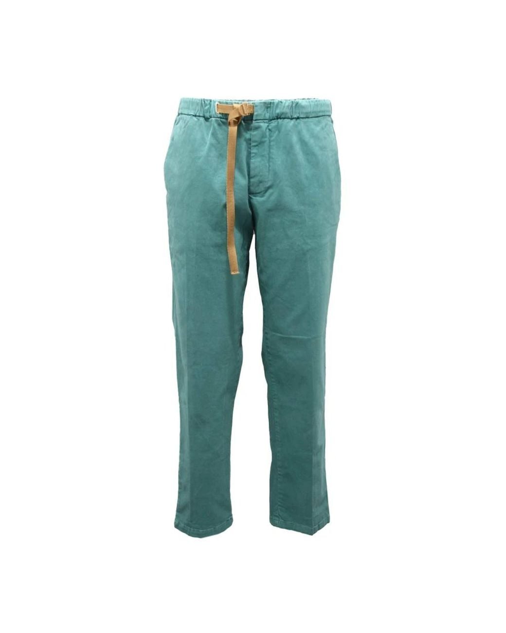 White Sand Green Straight Trousers