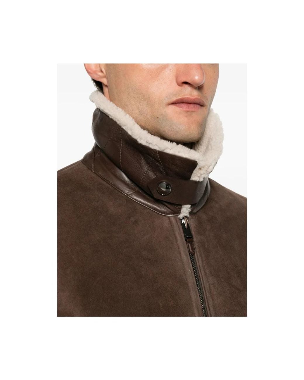 Canali Brown Leather Jackets for men
