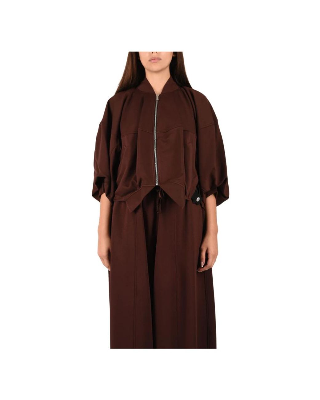 MEIMEIJ Jassen ,Bruin ,Polyester Bomberjack Met Asymmetrische Snit in het Brown
