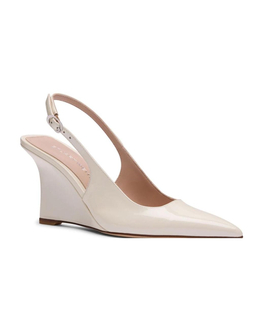 Stuart Weitzman White Vinnie Slingback Wedge 85