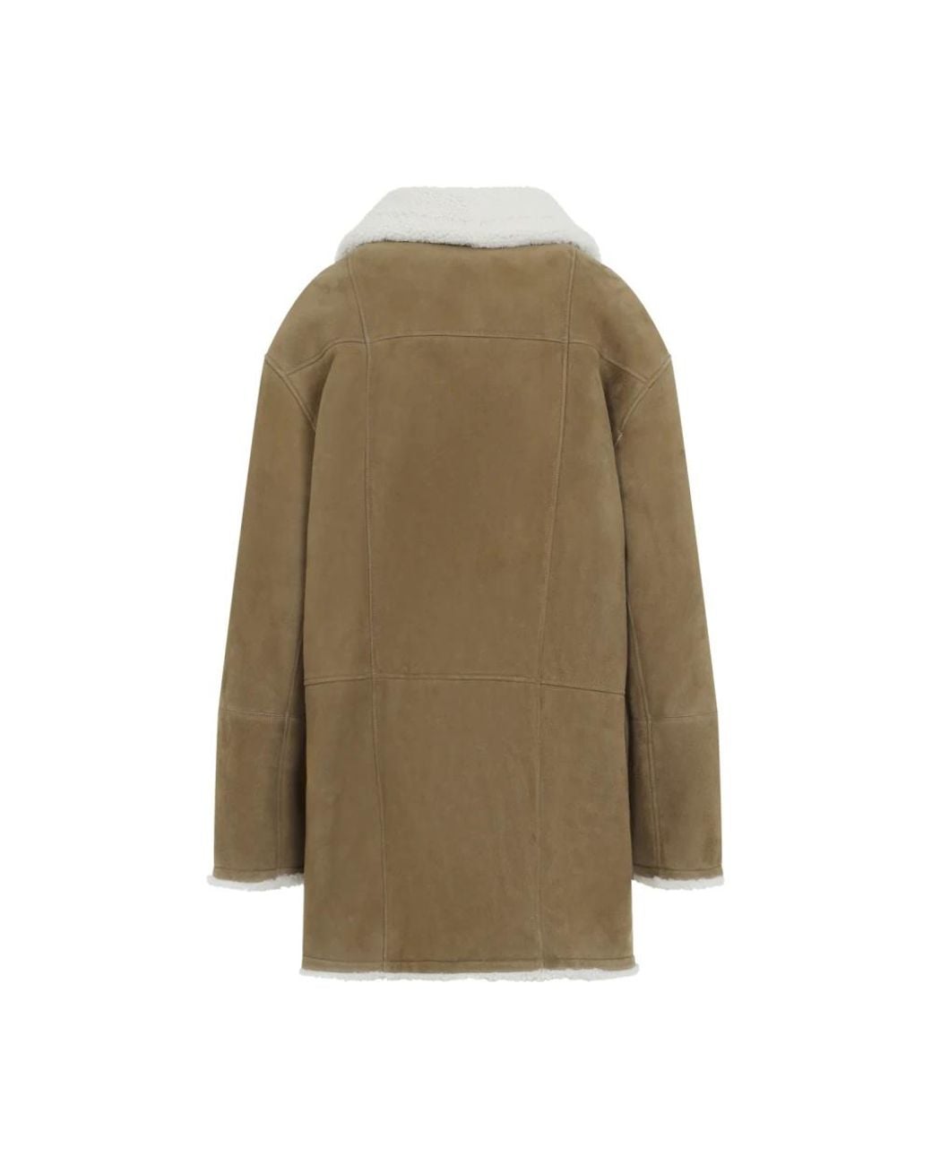 Yves Salomon Natural Double-Breasted Coat