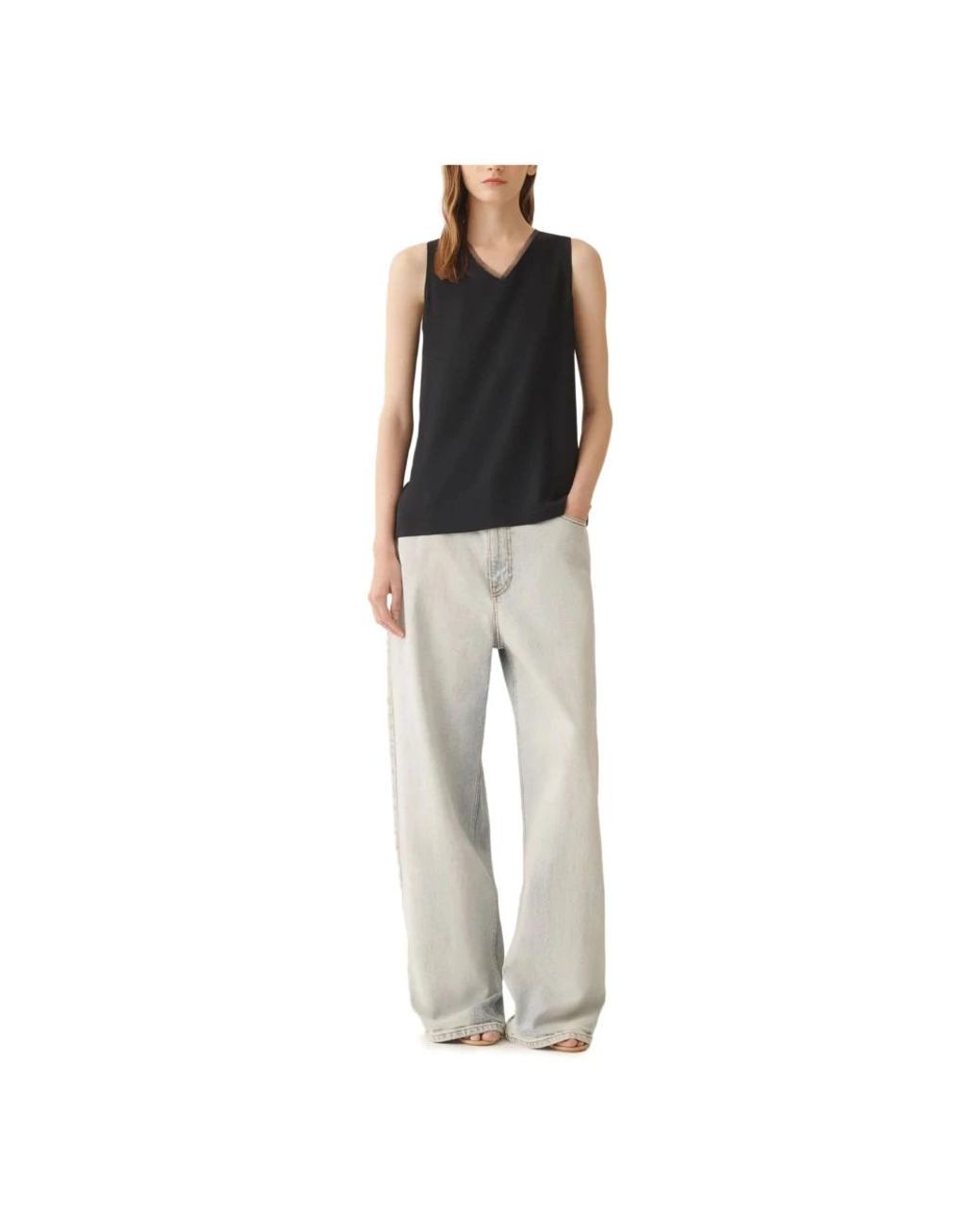 Fabiana Filippi Black Sleeveless Tops