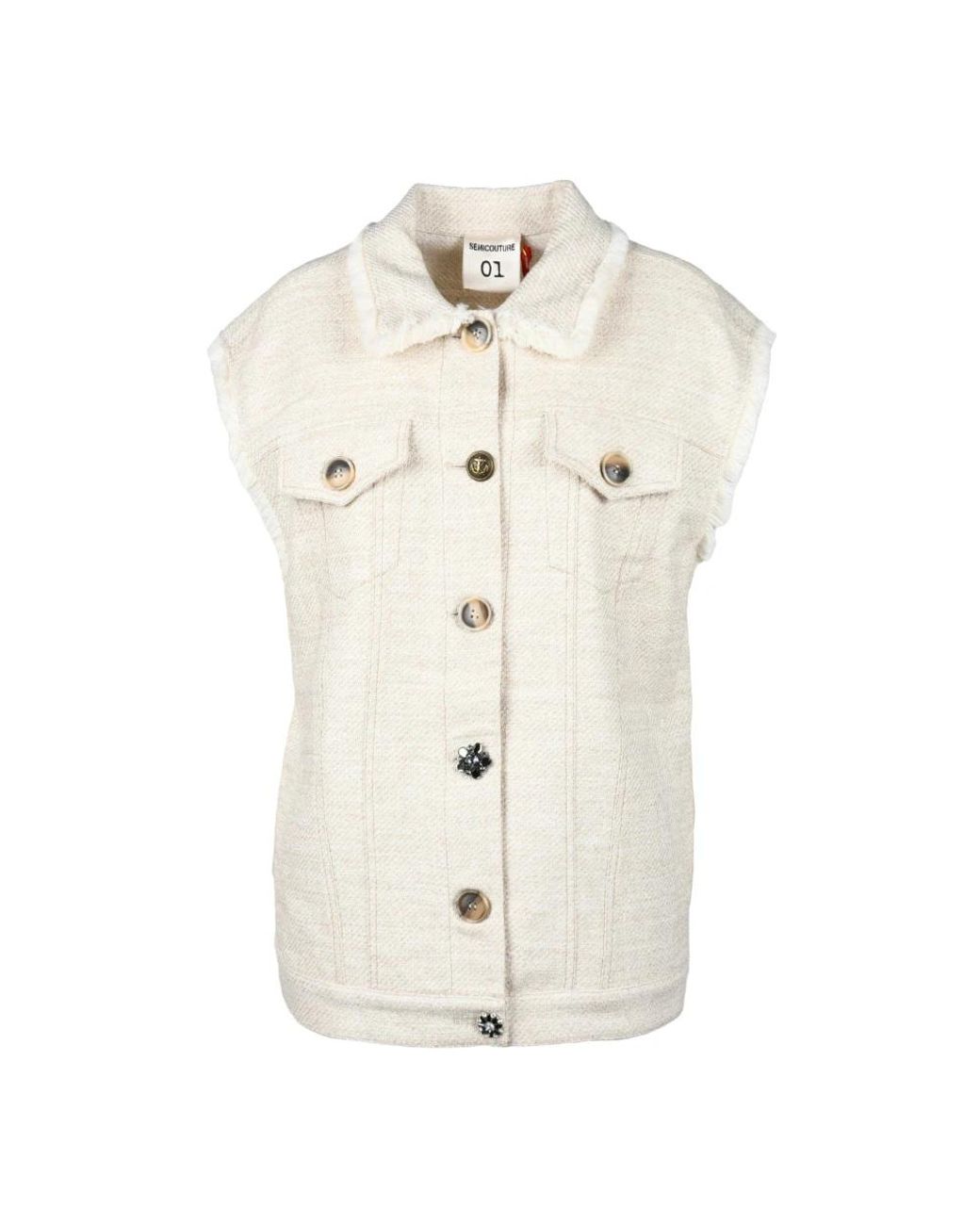 Semicouture Jassen ,Katoen Gebreid Vest Met Katoenmix in het White