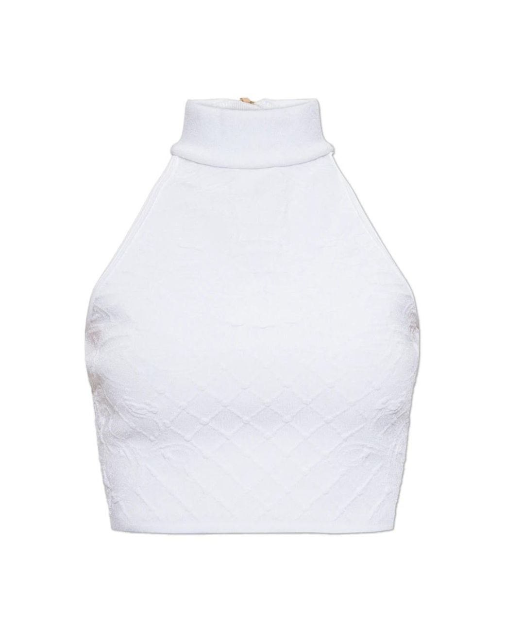 Balmain Tops ,Wit ,Leer Colbert Top in het White