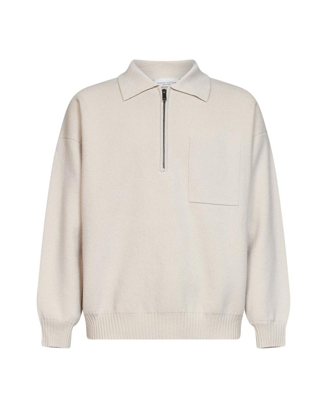 Roberto Collina Zip Polo Comfort in het White voor heren