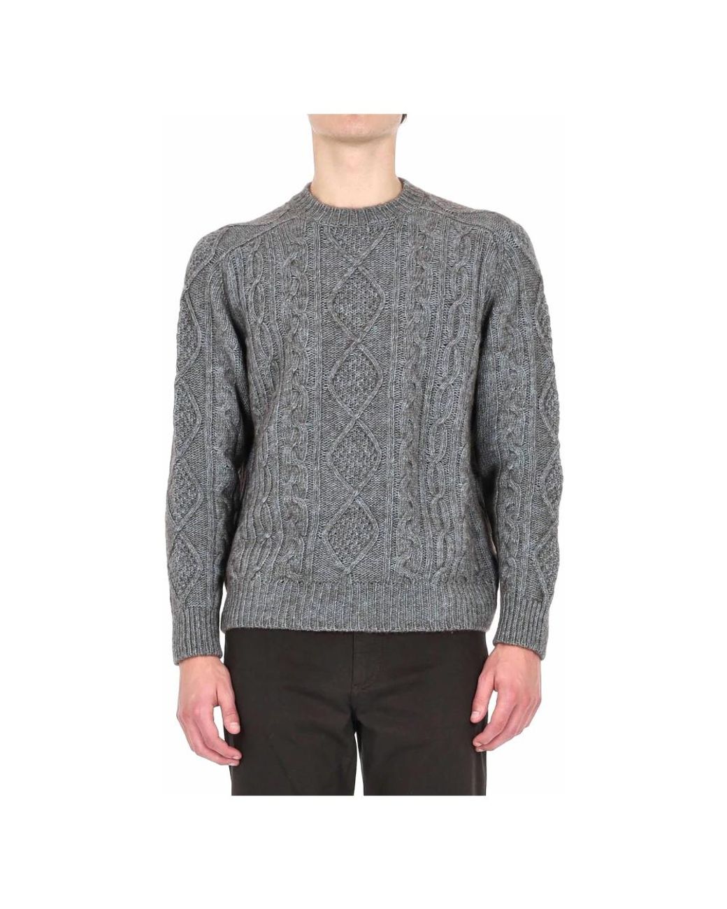 Herno Gray Round-Neck Knitwear for men