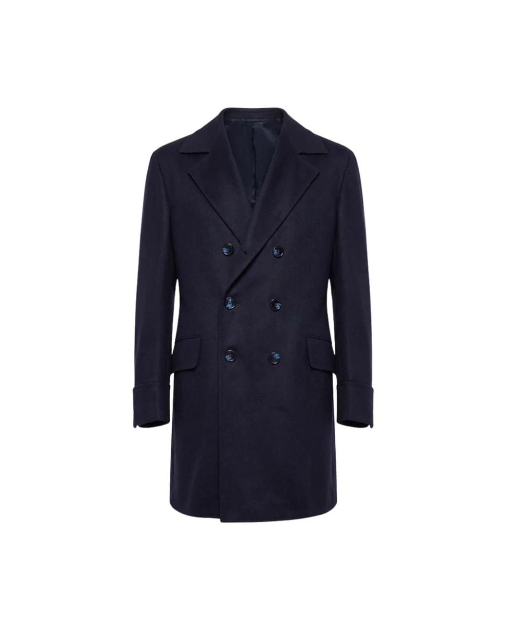 Kiton Blue Double-Breasted Coats for men