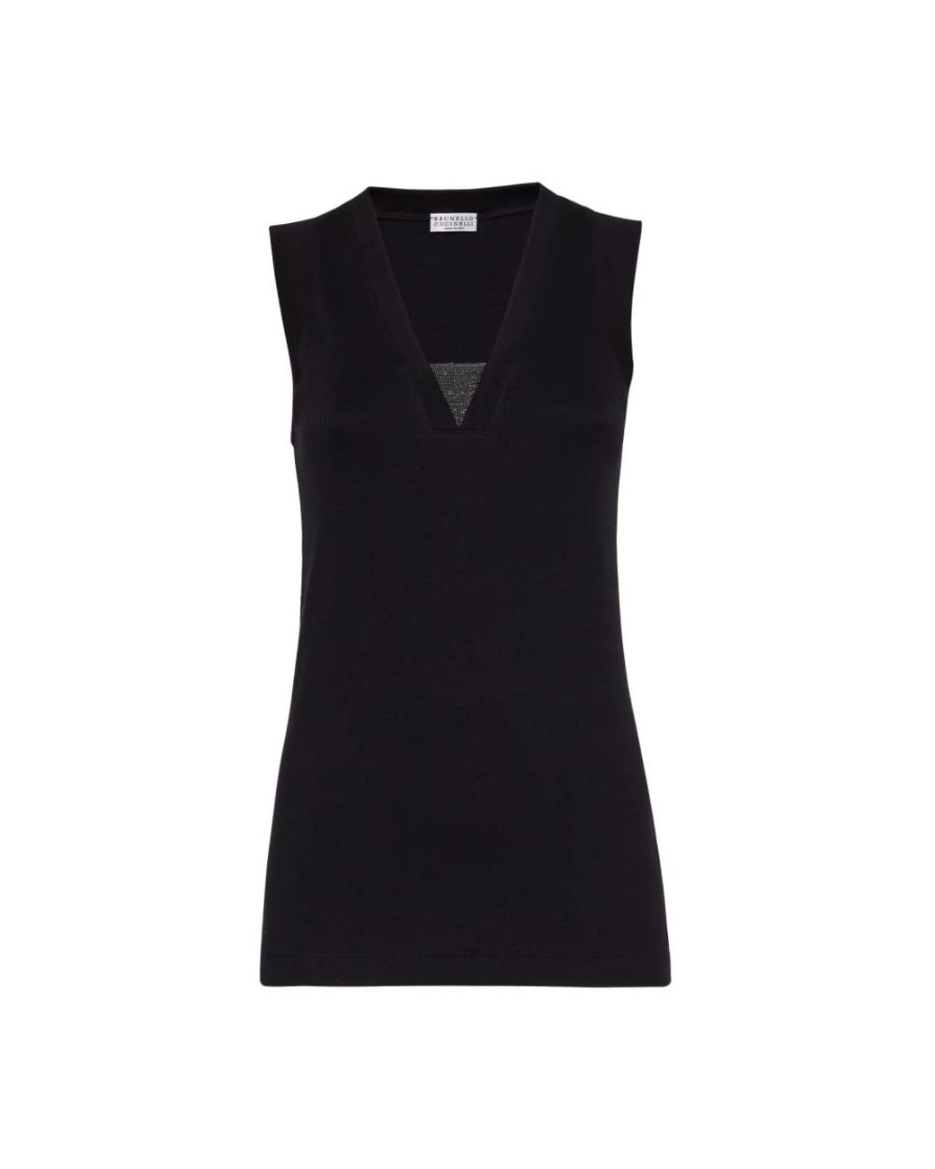 Brunello Cucinelli Geribbelde Jersey Top in het Black