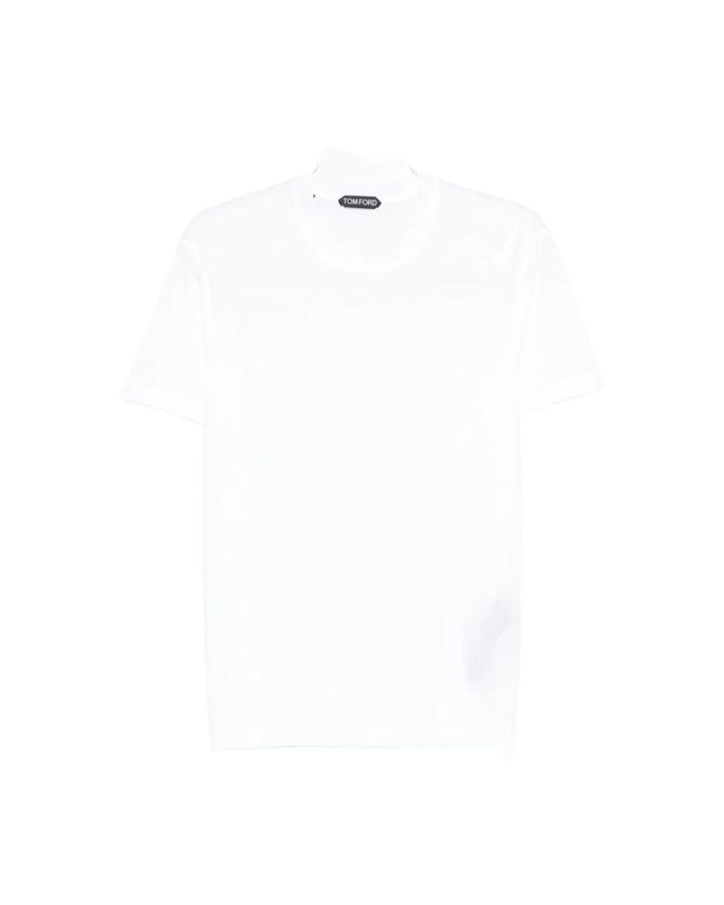Tom Ford Tops ,Wit ,Katoen Lyocell-Katoen Jersey T-Shirt in het White voor heren
