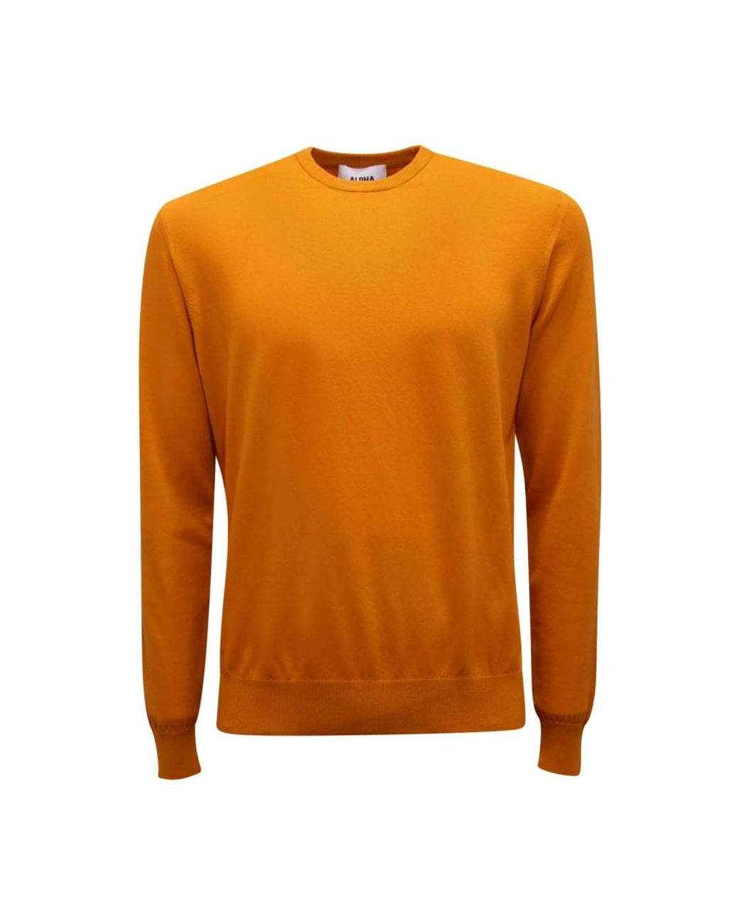 Alpha Studio Truien & Vesten ,Geel ,Katoen Au-1022C 1009 Girocollo Katoenen Trui in het Orange voor heren