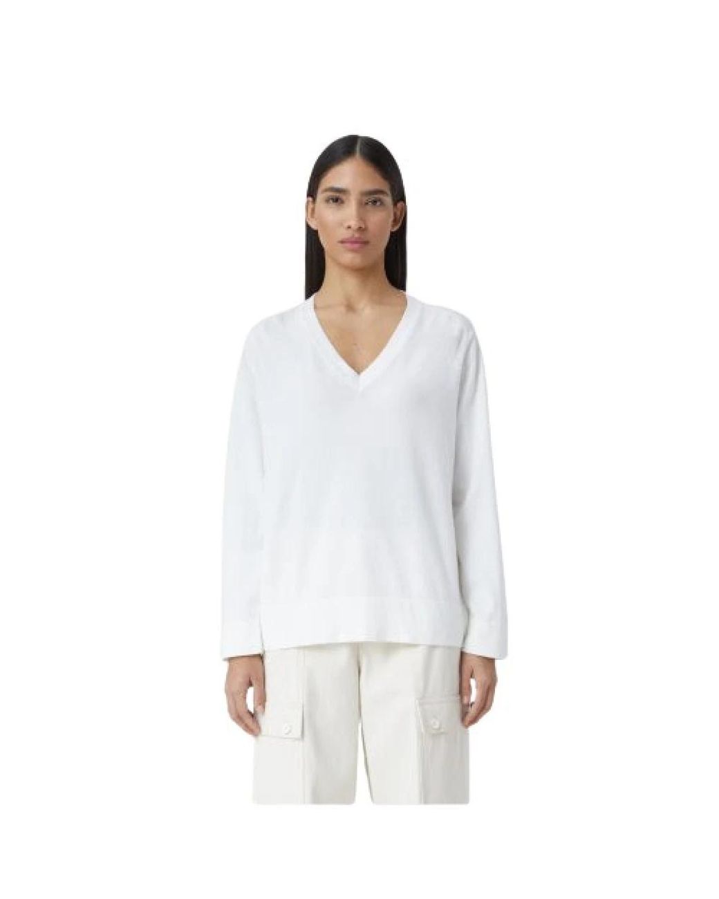 Closed White V-Neck Knitwear