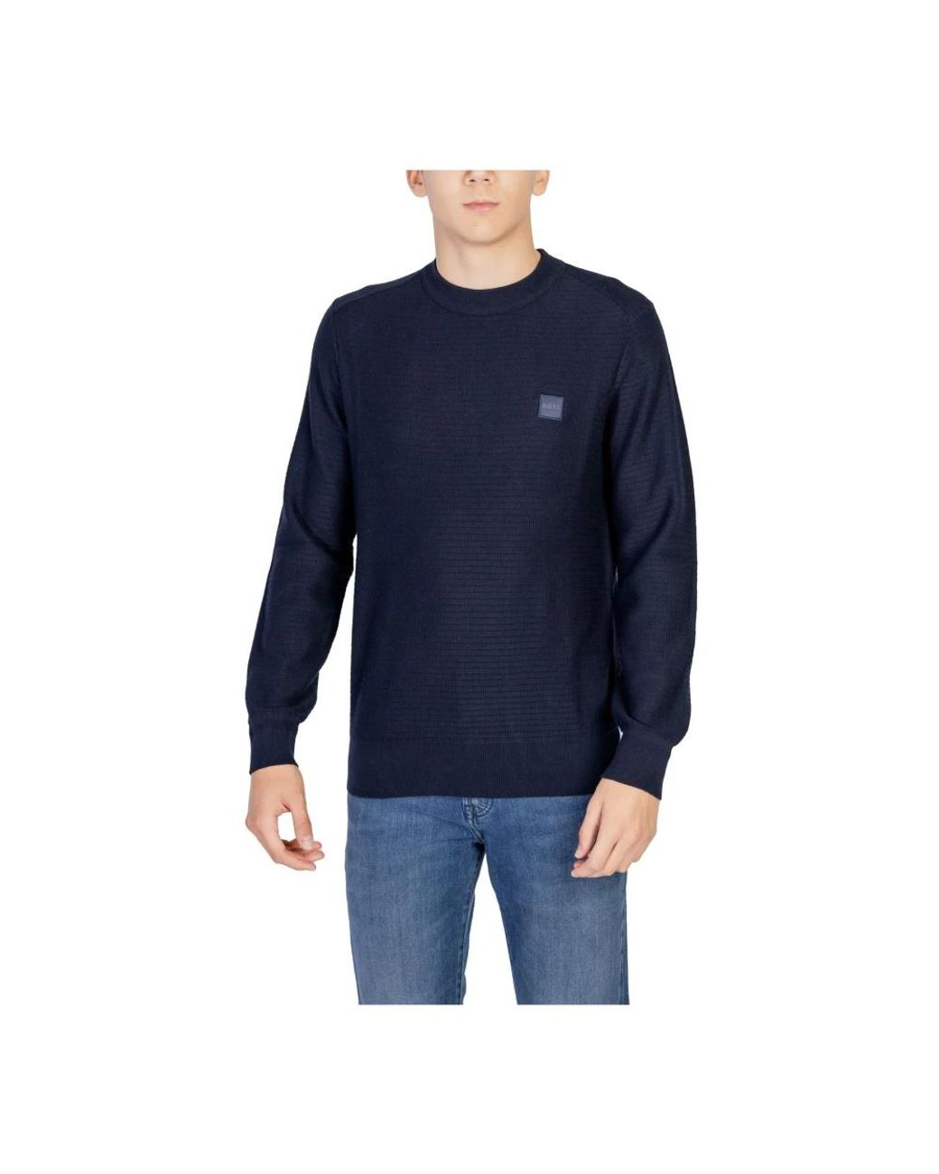 Boss Blue Round-Neck Knitwear for men