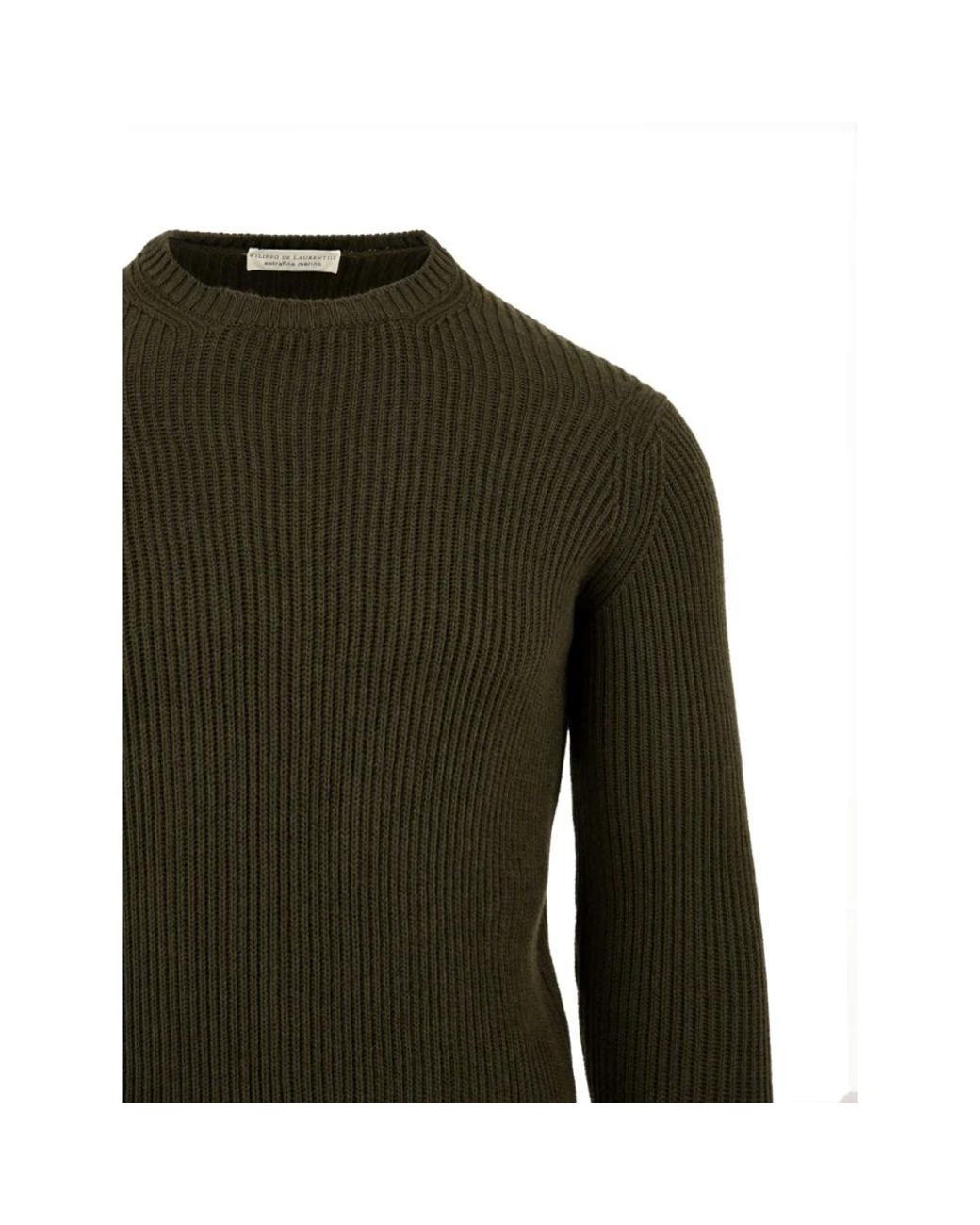 FILIPPO DE LAURENTIIS Green Round-Neck Knitwear for men