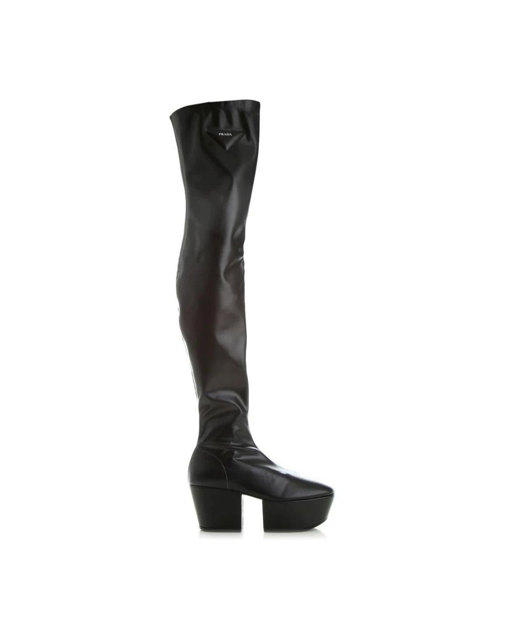 Prada Black Technical Nappa Platform Thigh-high Boots