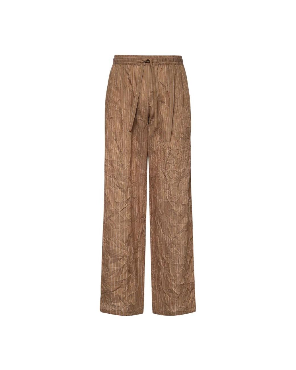 Dolce & Gabbana Brown Pantalon Vanity En Tissu Rayé Et Froissé for men