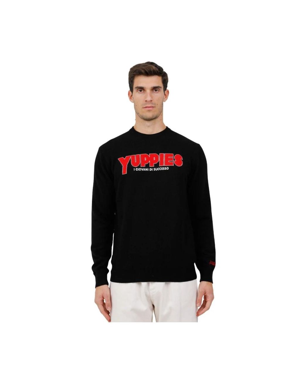 Mc2 Saint Barth Black Round-Neck Knitwear for men