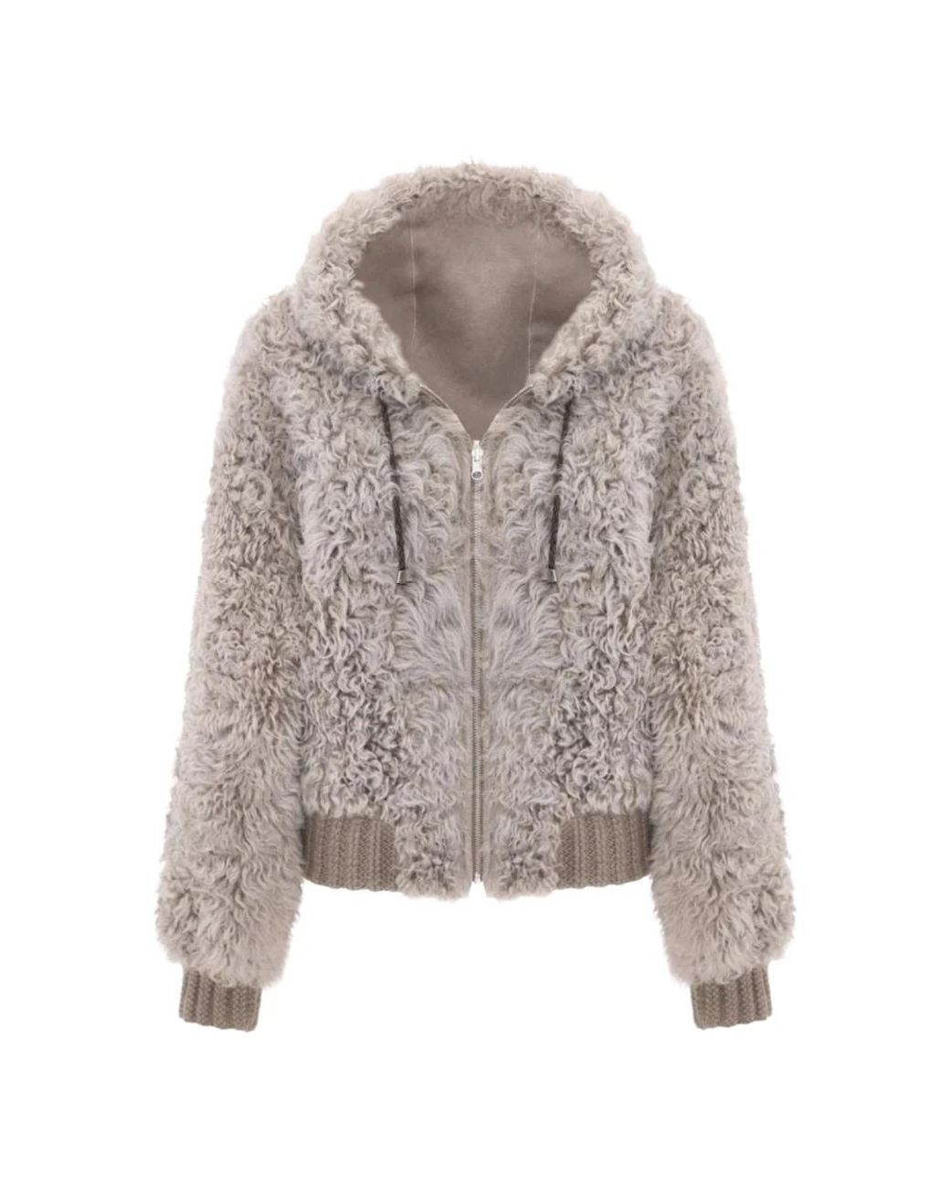 Bigardini Gray Faux Fur & Shearling Jackets