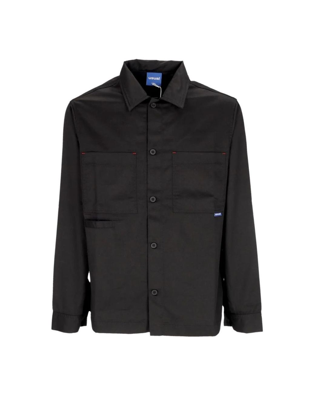 USUAL Jassen ,Zwart ,Katoen Lange Mouw Button Jas in het Black voor heren