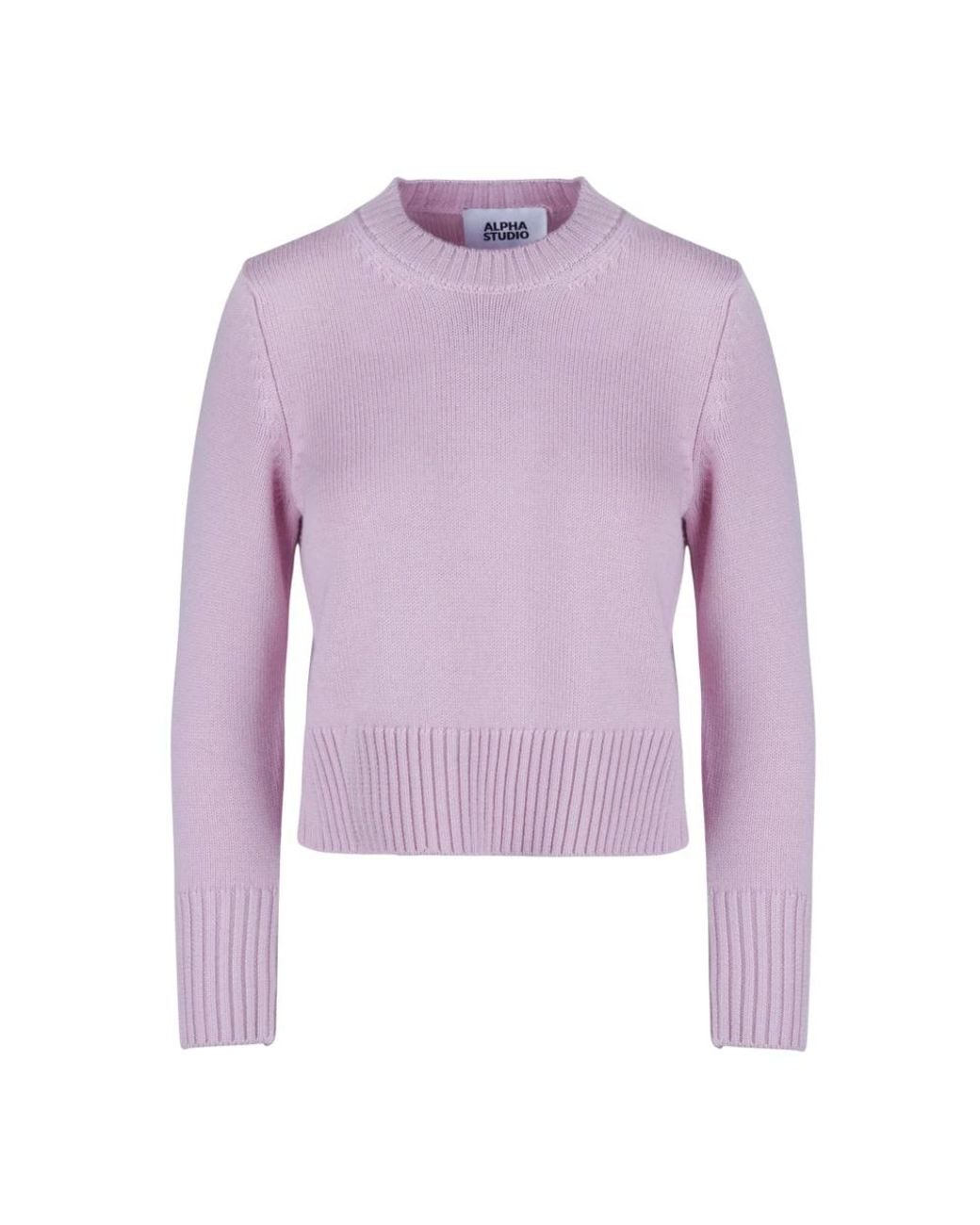 Alpha Studio Purple Round-Neck Knitwear