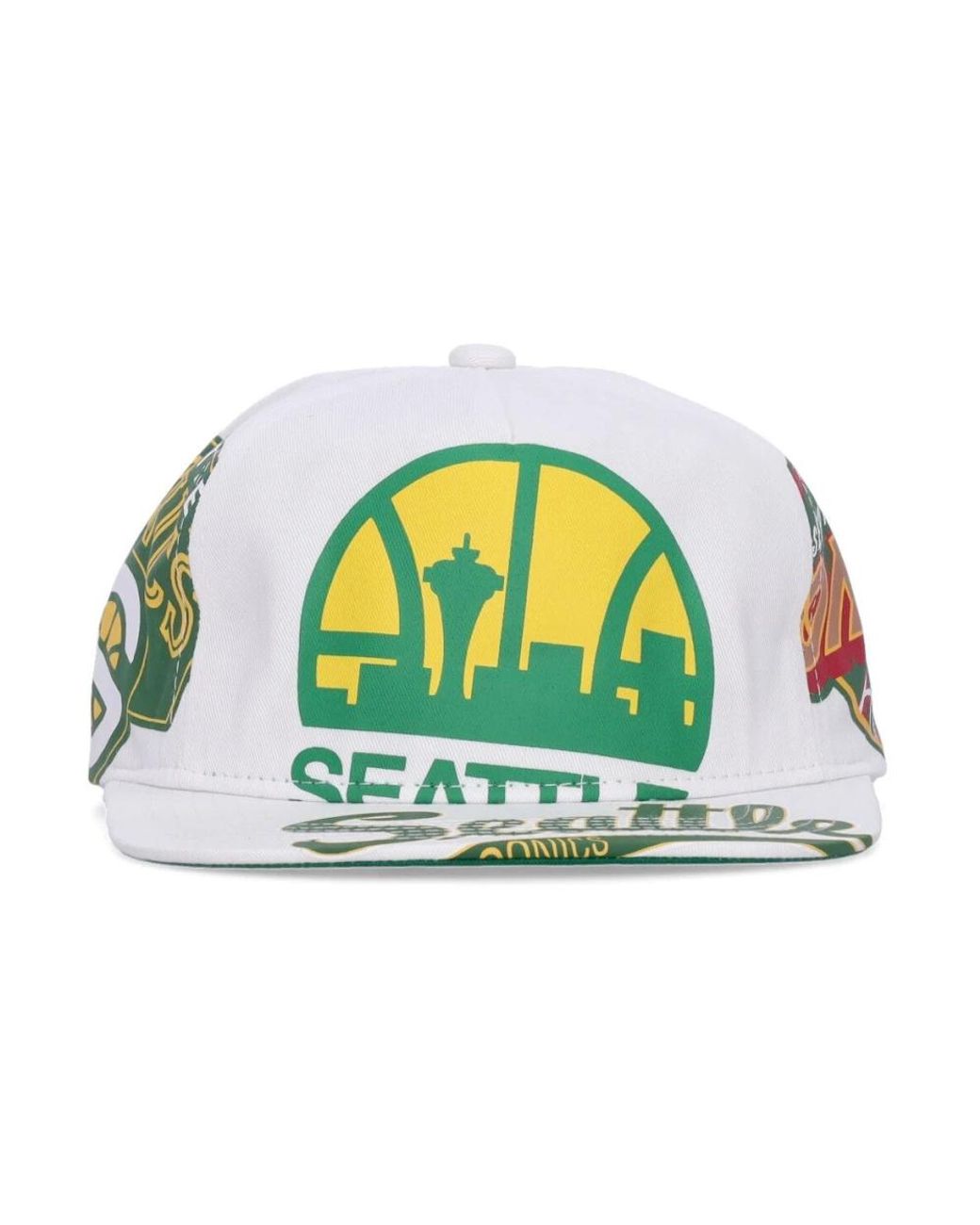 Mitchell & Ness Accessoires ,Veelkleurig ,Katoen Seattle Supersonics Platte Klep Pet in het Green