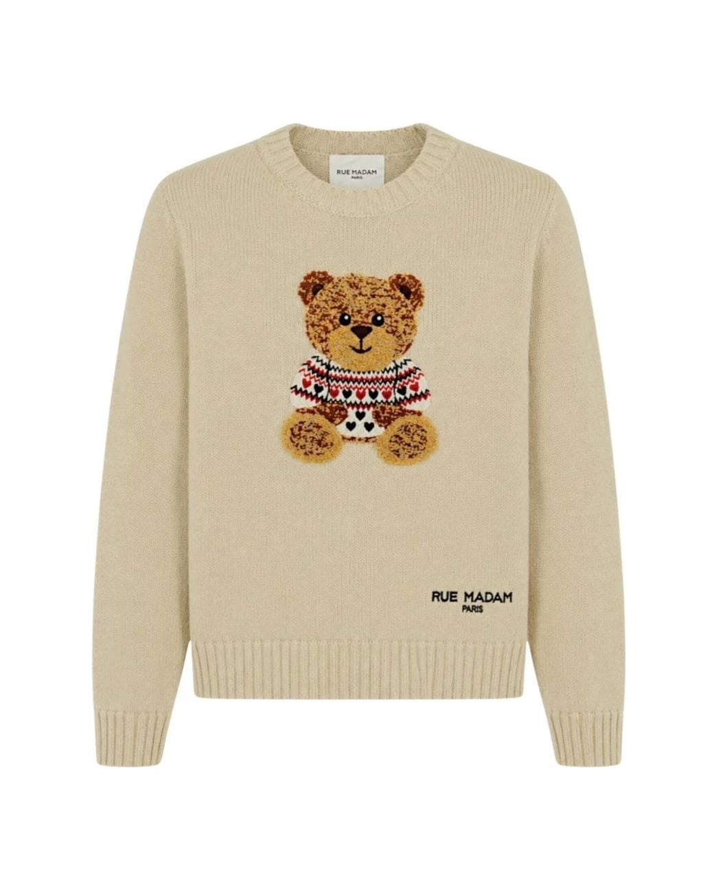 Rue Madam White Round-Neck Knitwear