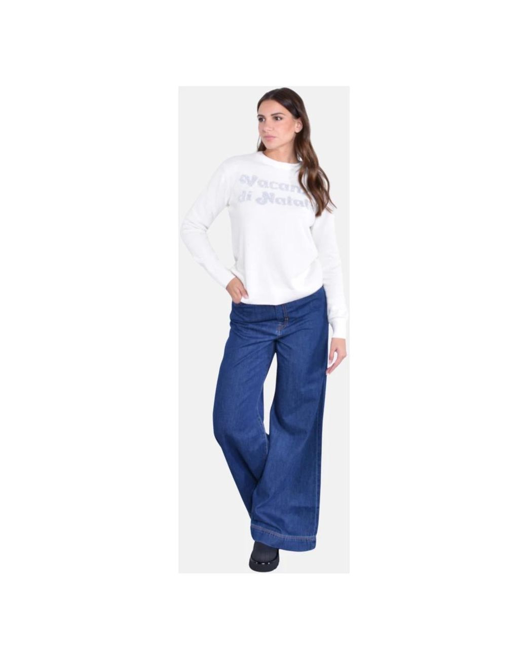 Mc2 Saint Barth White Round-Neck Knitwear