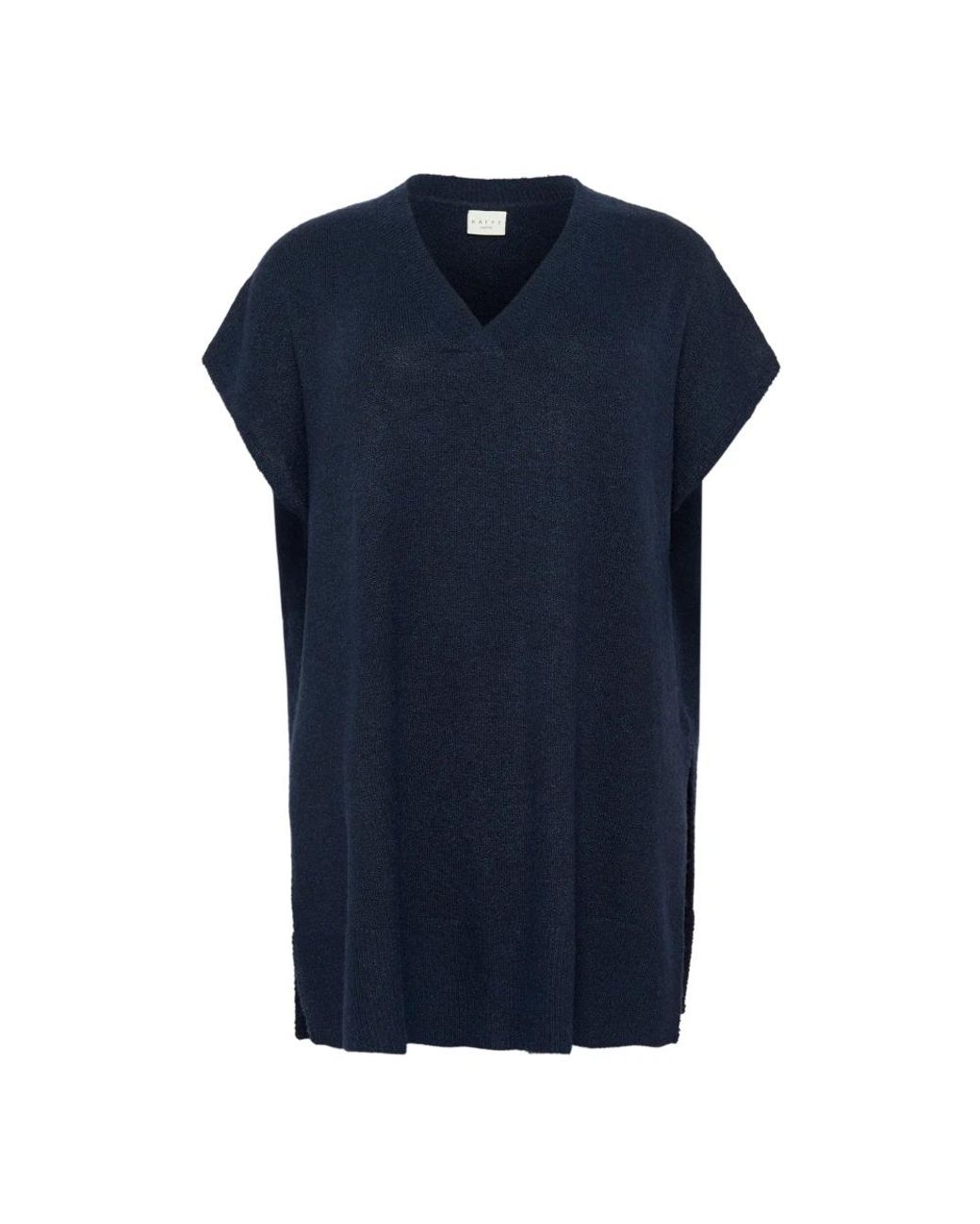 Kaffe Truien & Vesten ,Blauw ,Midnight Marine Gebreide Poncho Met Mouwen in het Blue