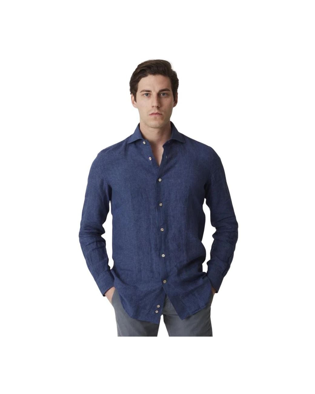 Mazzarelli Blue Casual Shirts for men