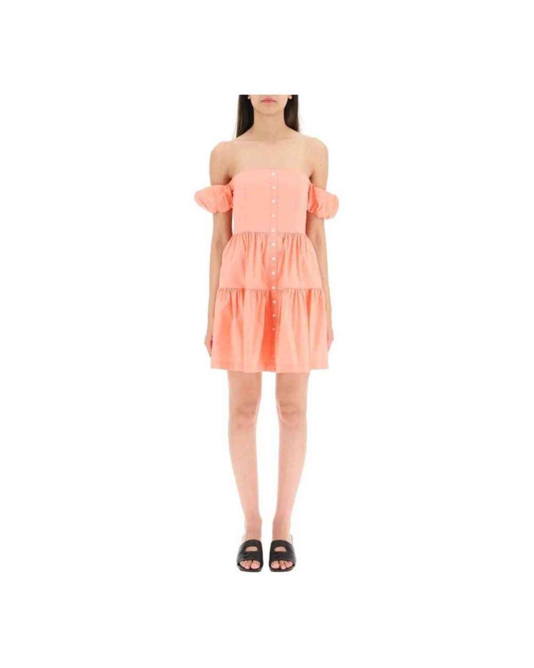 Staud Kleedjes ,Roze ,Paloma Off-The-Shoulder Gelaagde Mini Jurk in het Red