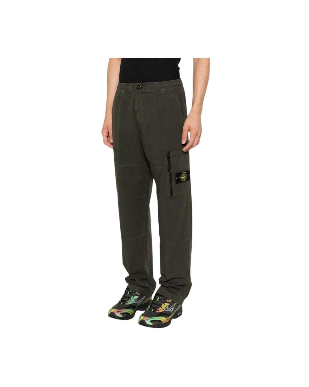 Stone Island Green Straight Trousers for men