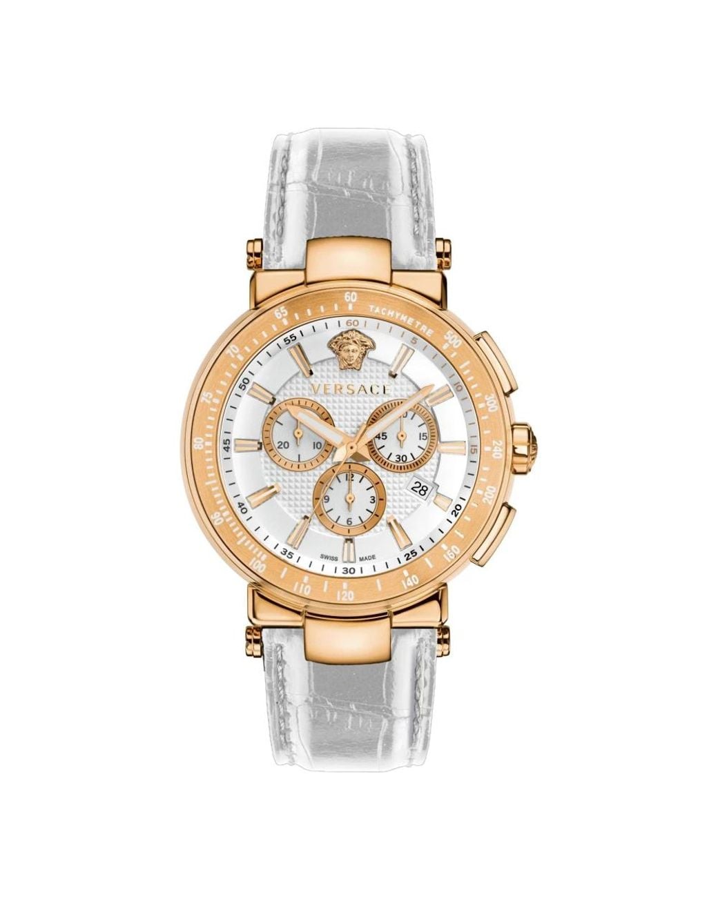 Versace Accessoires ,Veelkleurig ,Mystique Sport Chronograaf Leren Band in het Metallic voor heren