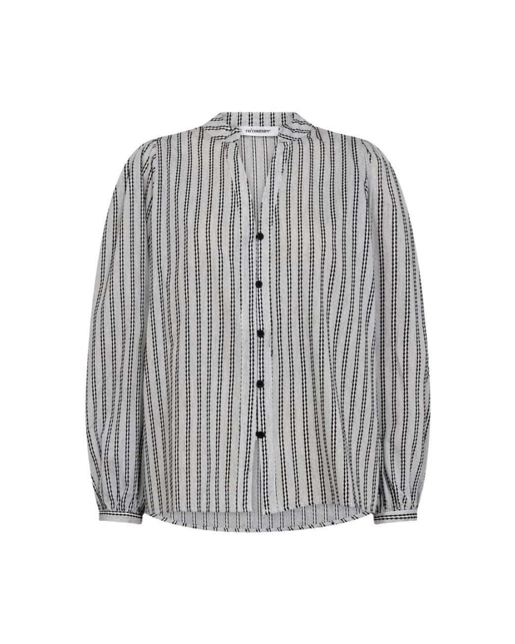 co'couture Overhemden ,Grijs ,Katoen Chique Zwart-Witte V-Shirt in het Gray