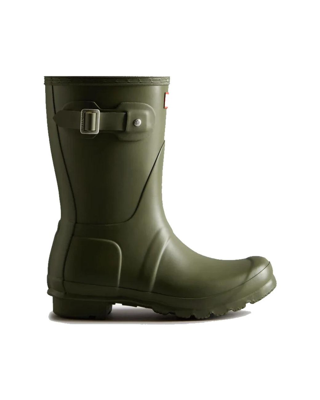 Hunter Schoenen ,Groen ,Leer Korte Donkere Olijf Wellington Laarzen in het Green