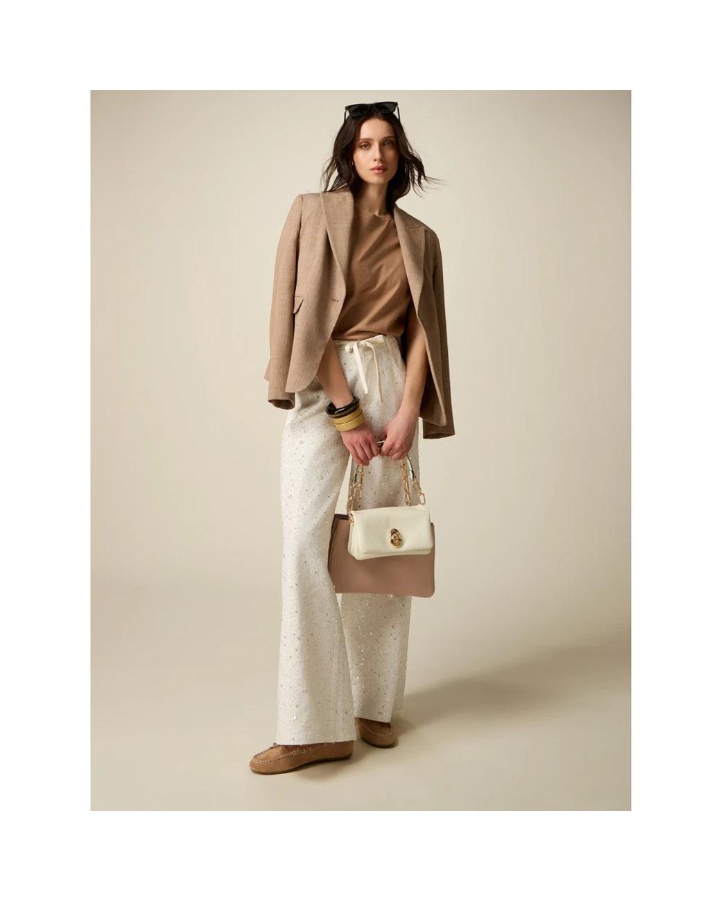 Wide Trousers Oltre de color White