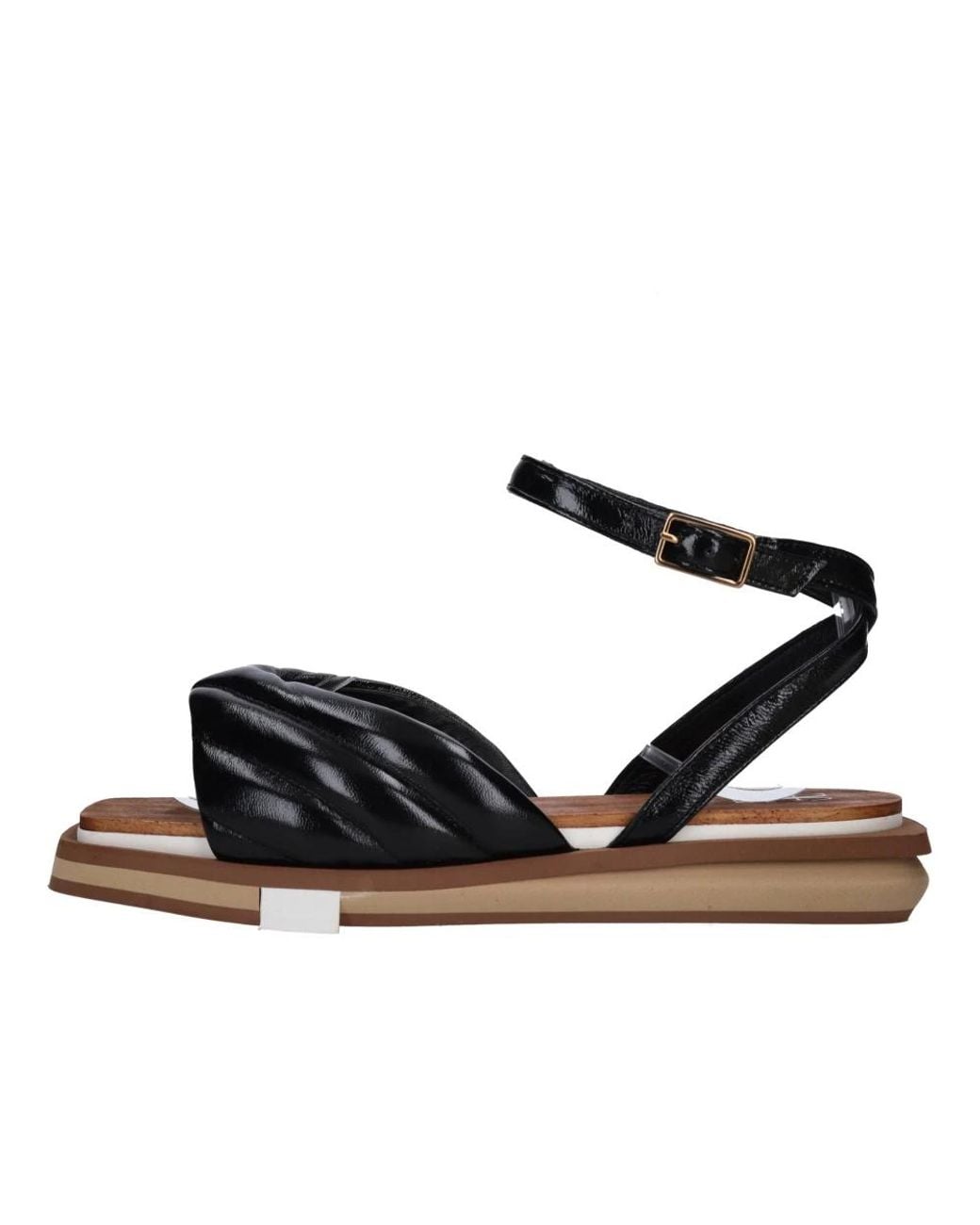 Fabi Black Flat Sandals