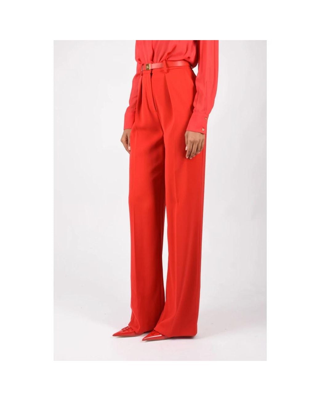 Elisabetta Franchi Red Wide Trousers