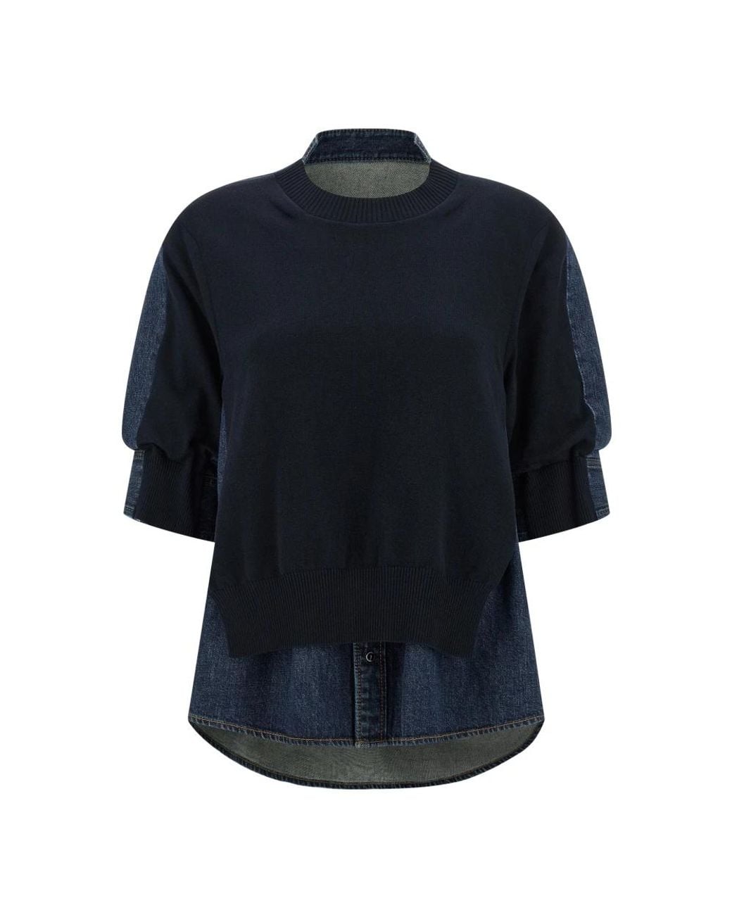 Sacai Denim X Knit Pullover in het Blue