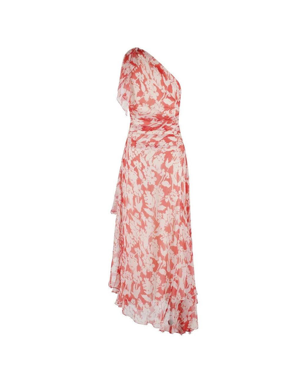 Victoria Beckham Pink One Shoulder Draped Midi Dress